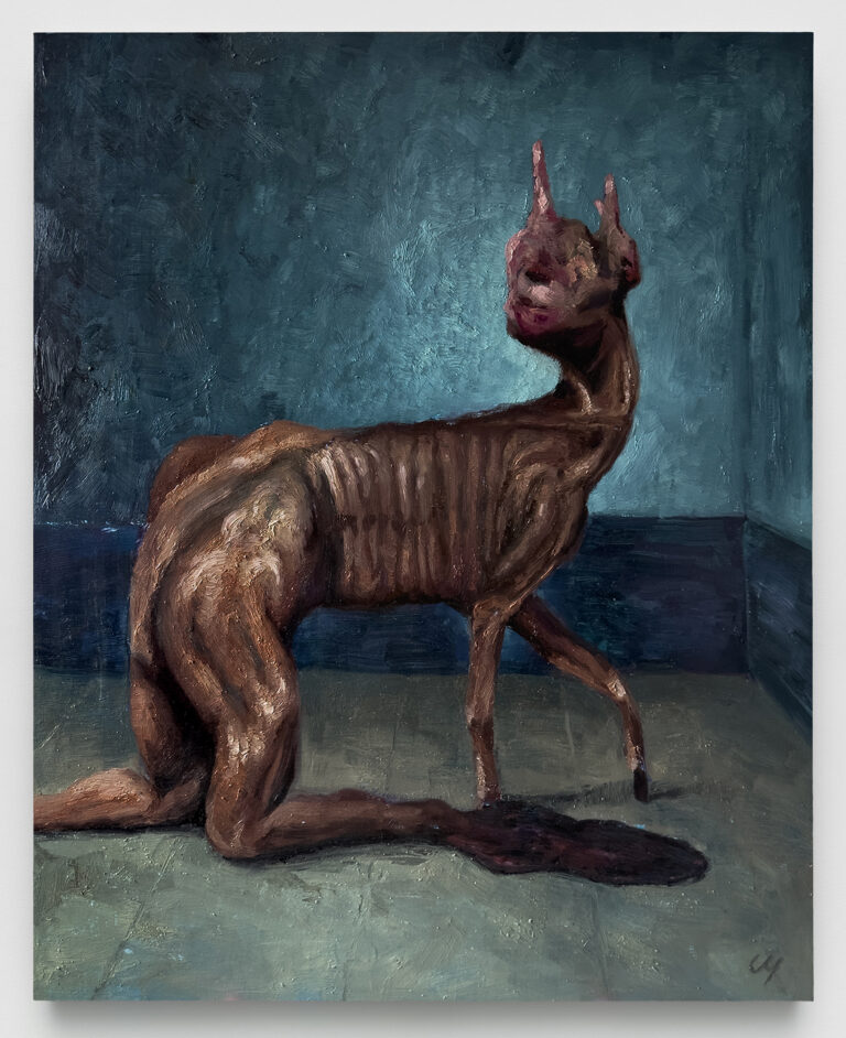 Ciro MacCord's oil paint canvas depicting a metamorphic entity
