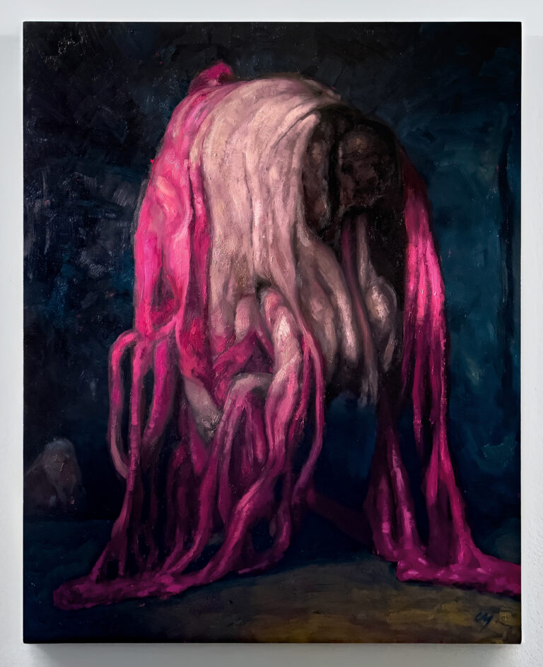 Ciro MacCord's oil paint canvas depicting a metamorphic entity